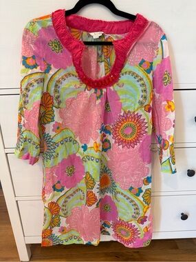 Boden Bright Pink Floral Women’s Cover Up Dress Size 6